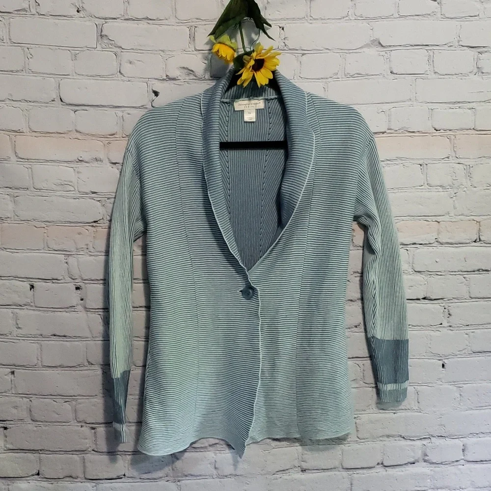 Christopher & Banks cardigan striped dusty blue Sz Petite S